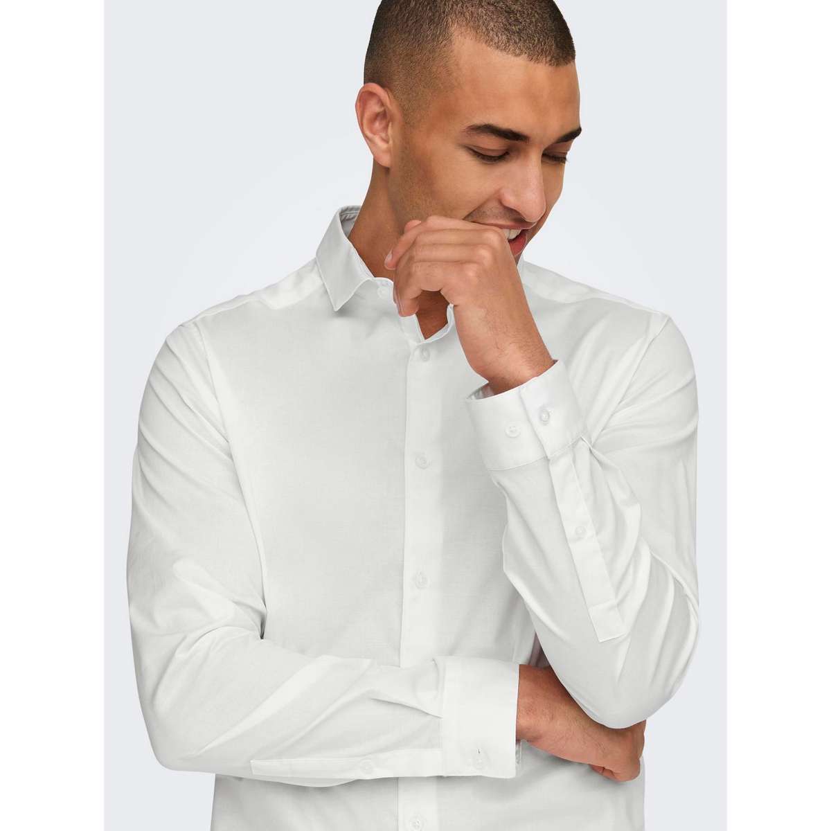 ONLY & SONS MEN΄S JORDAN LIFE COTTON SLIM FIT TWILL LS SHIRT 22029760 WHITE
